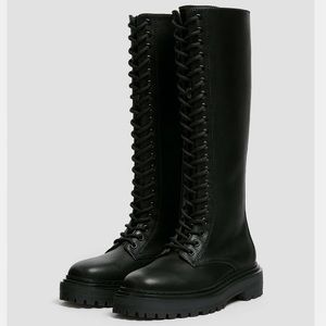 ASOS Pull&Bear Knee High Lace Up Boots